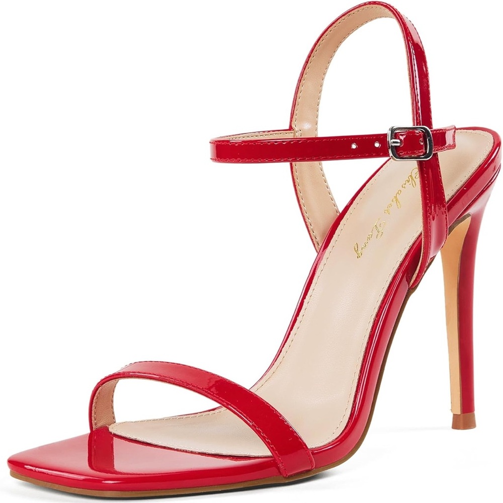 NWT Elisabet Tang Strappy Sling Back Stiletto Open Square Toe 4” Heels Sz 6 - Picture 2 of 8